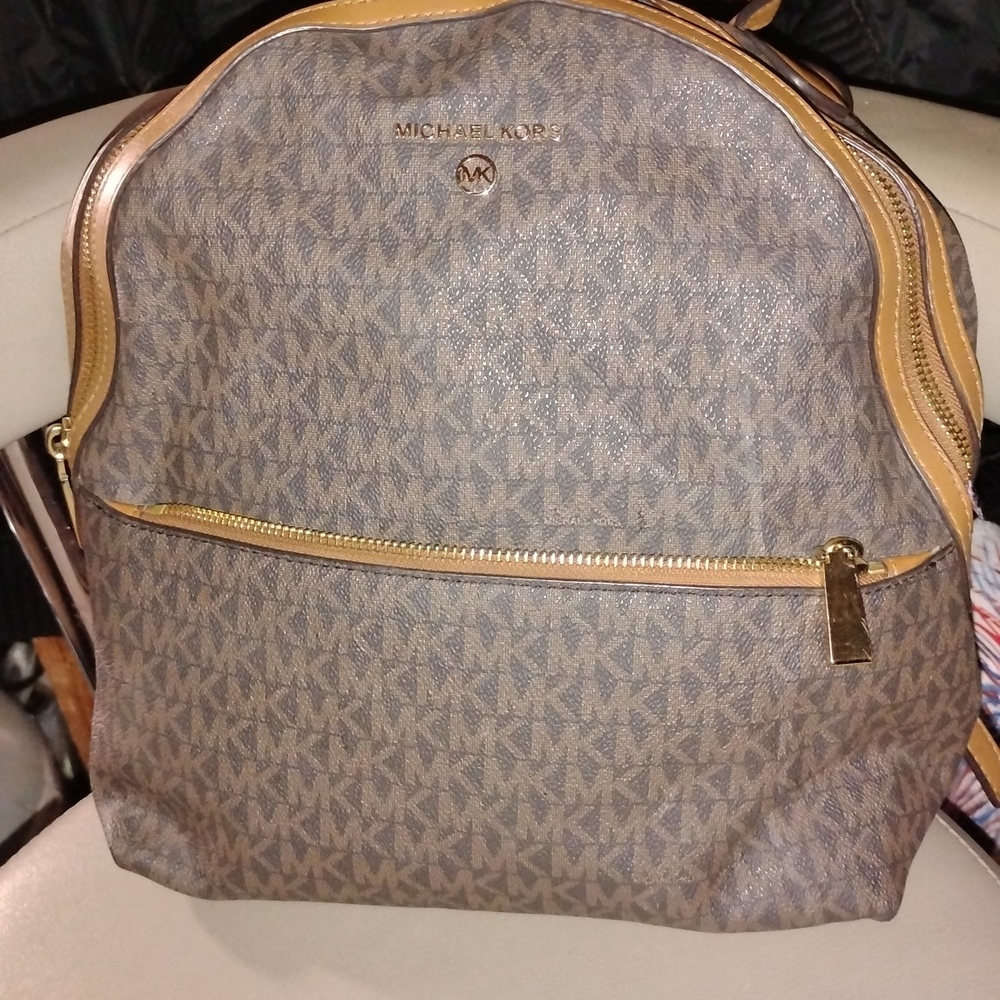 Michael Kors Brown and Tan Backpack
